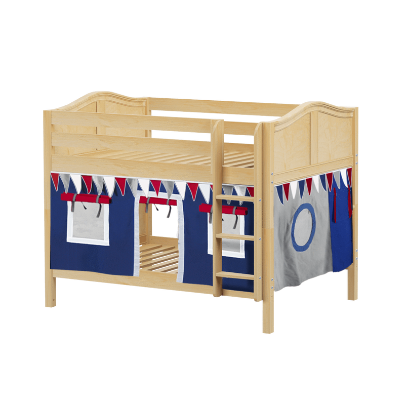 Maxtrix Full Low Bunk Bed with Straight Ladder + Curtain