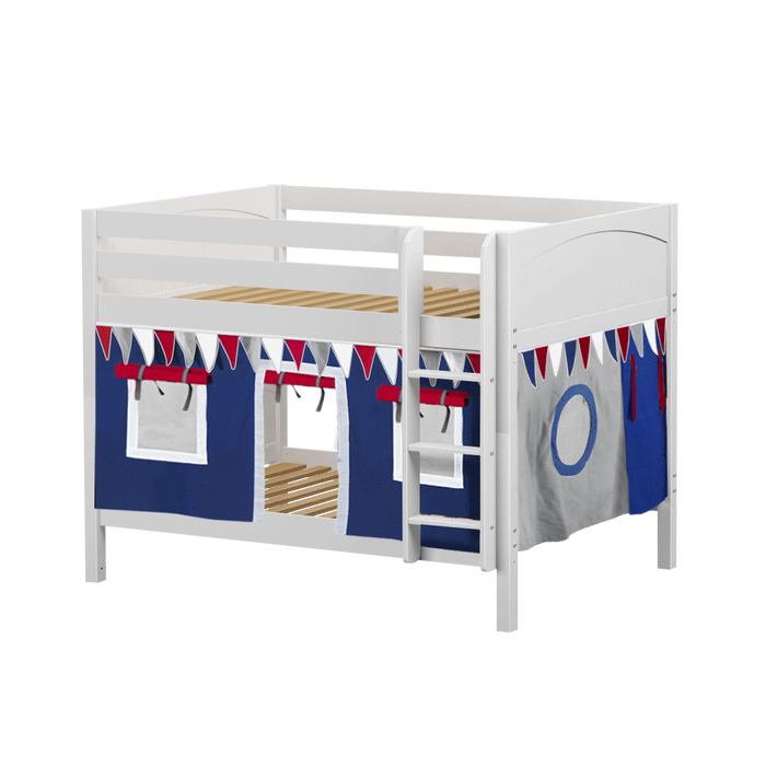 Maxtrix Full Low Bunk Bed with Straight Ladder + Curtain