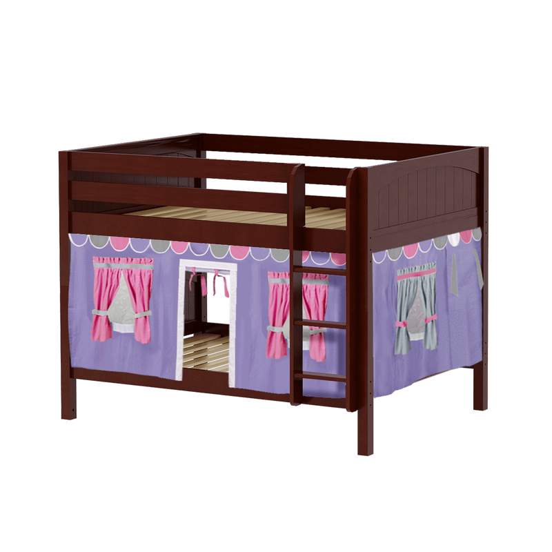 Maxtrix Full Low Bunk Bed with Straight Ladder + Curtain