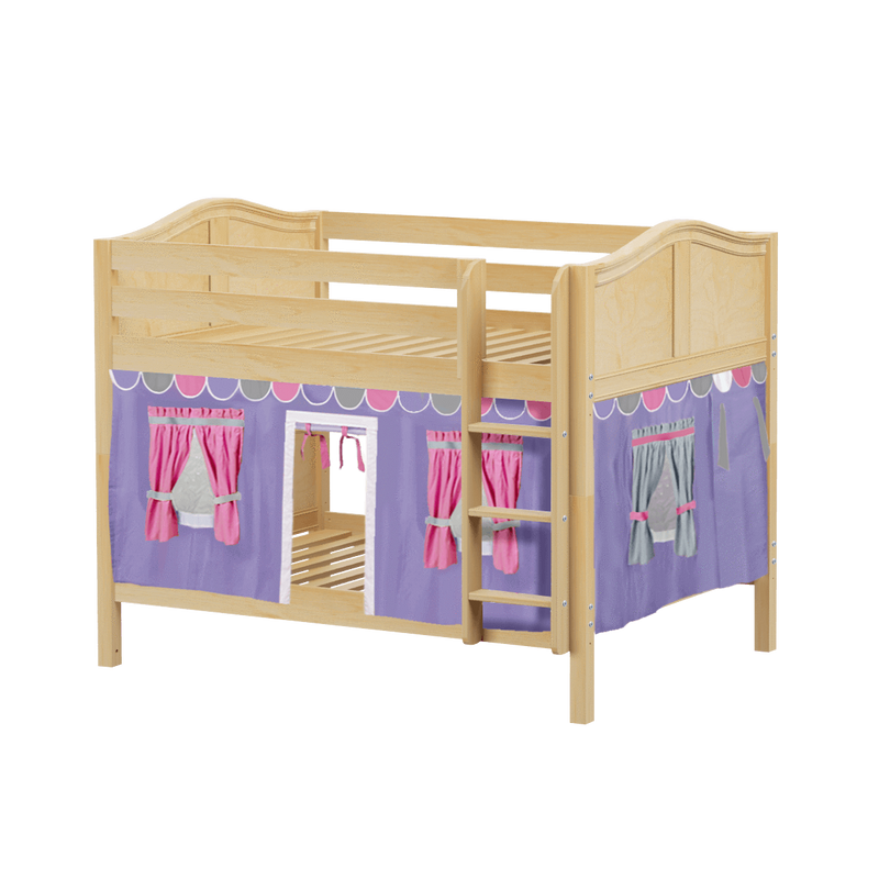 Maxtrix Full Low Bunk Bed with Straight Ladder + Curtain
