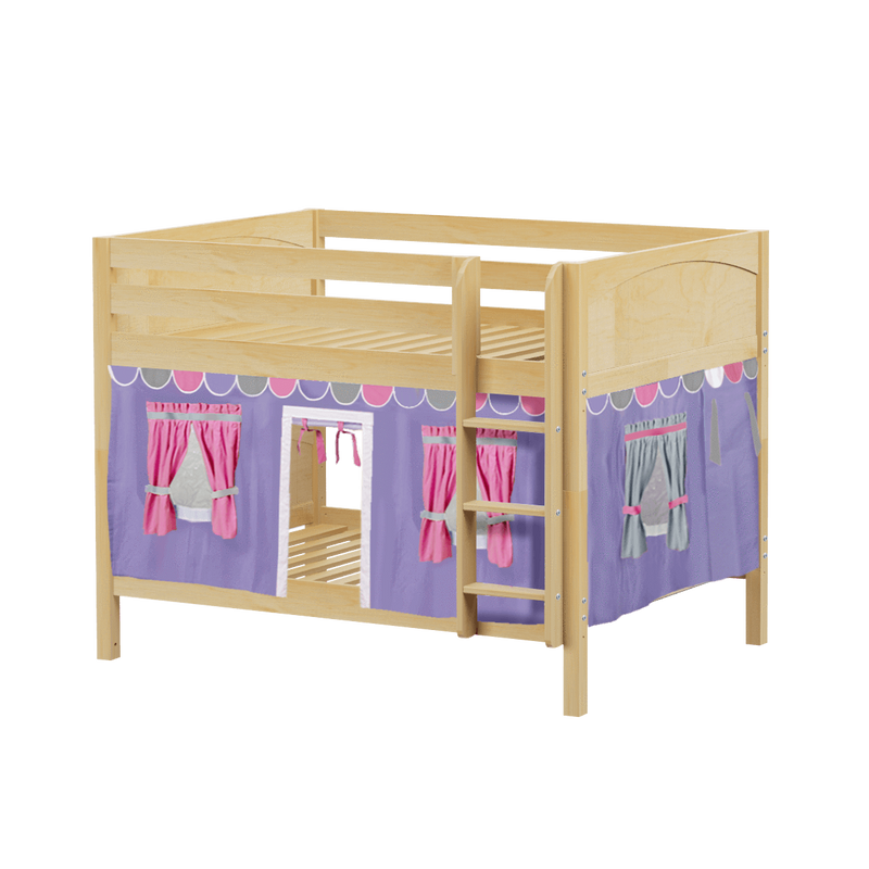 Maxtrix Full Low Bunk Bed with Straight Ladder + Curtain