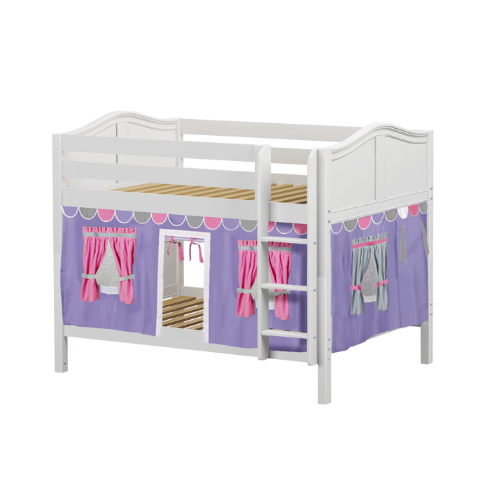Maxtrix Full Low Bunk Bed with Straight Ladder + Curtain