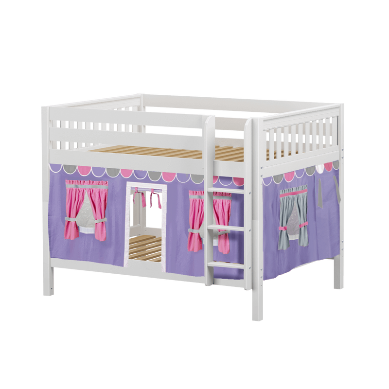 Maxtrix Full Low Bunk Bed with Straight Ladder + Curtain