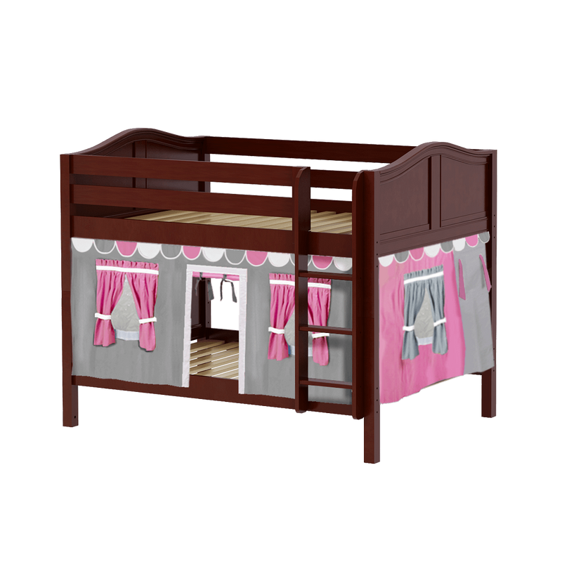 Maxtrix Full Low Bunk Bed with Straight Ladder + Curtain