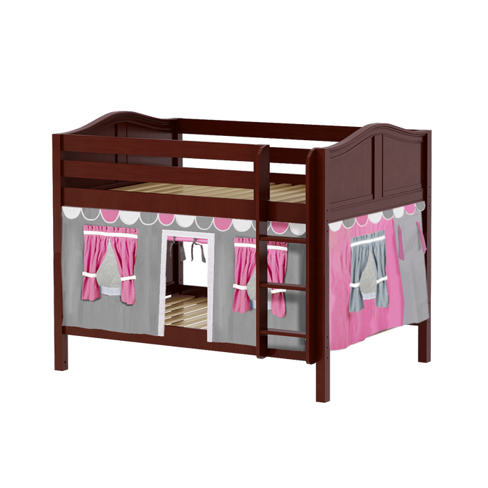 Maxtrix Full Low Bunk Bed with Straight Ladder + Curtain