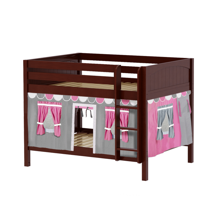 Maxtrix Full Low Bunk Bed with Straight Ladder + Curtain