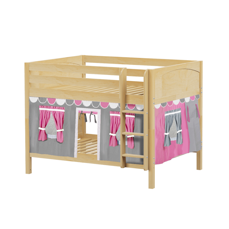 Maxtrix Full Low Bunk Bed with Straight Ladder + Curtain