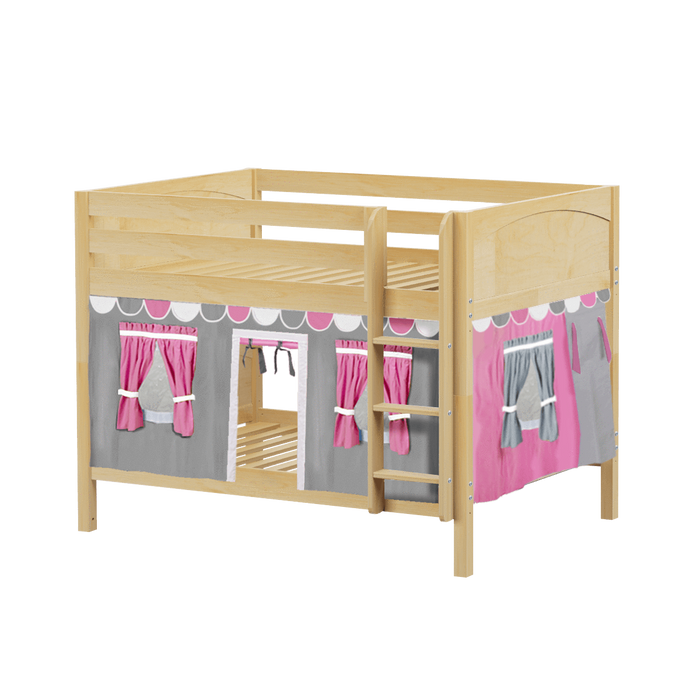 Maxtrix Full Low Bunk Bed with Straight Ladder + Curtain