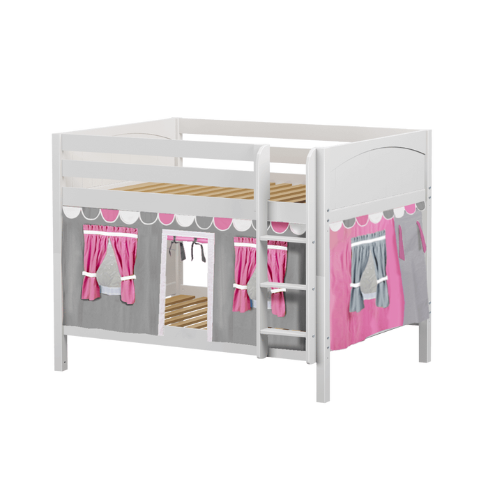 Maxtrix Full Low Bunk Bed with Straight Ladder + Curtain