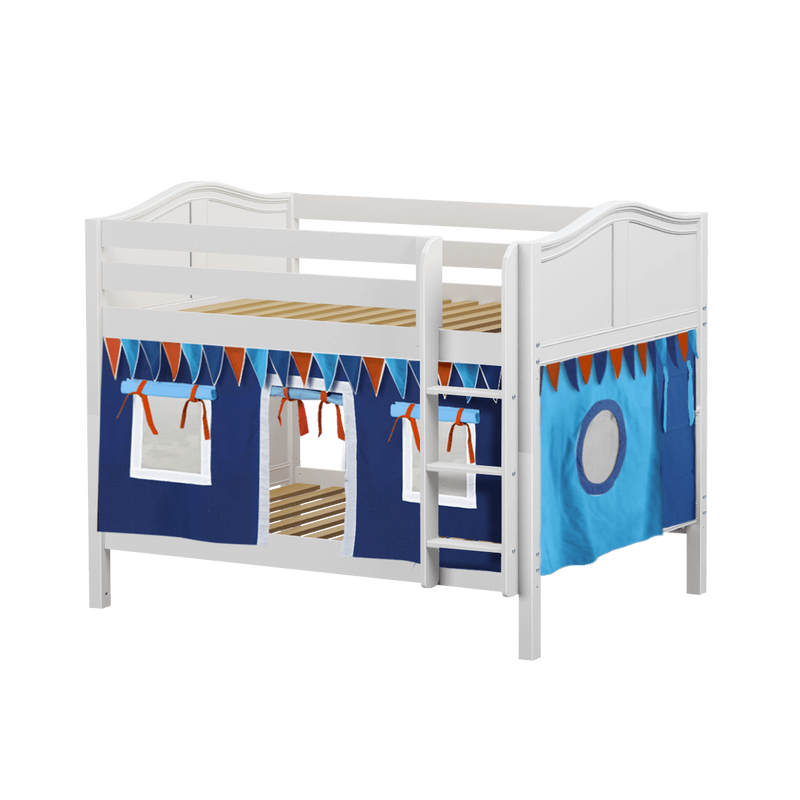 Maxtrix Full Low Bunk Bed with Straight Ladder + Curtain