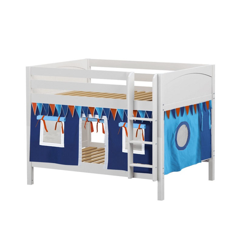 Maxtrix Full Low Bunk Bed with Straight Ladder + Curtain