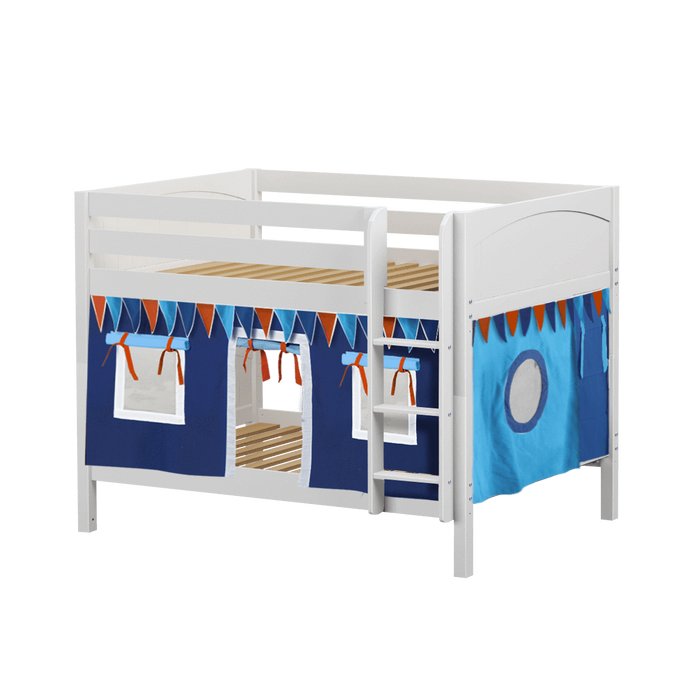 Maxtrix Full Low Bunk Bed with Straight Ladder + Curtain