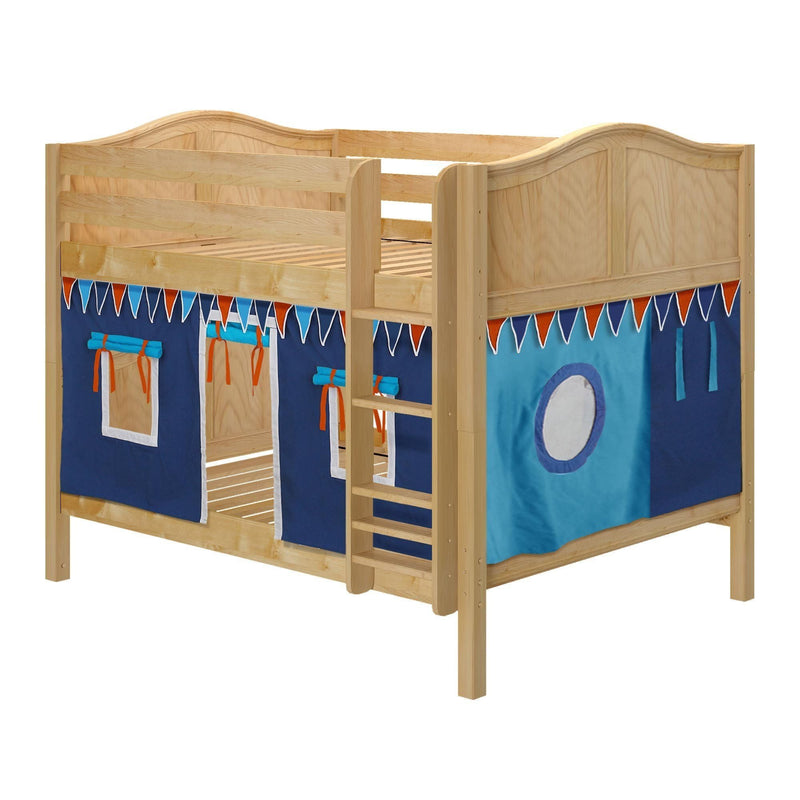 Maxtrix Full Low Bunk Bed with Straight Ladder + Curtain