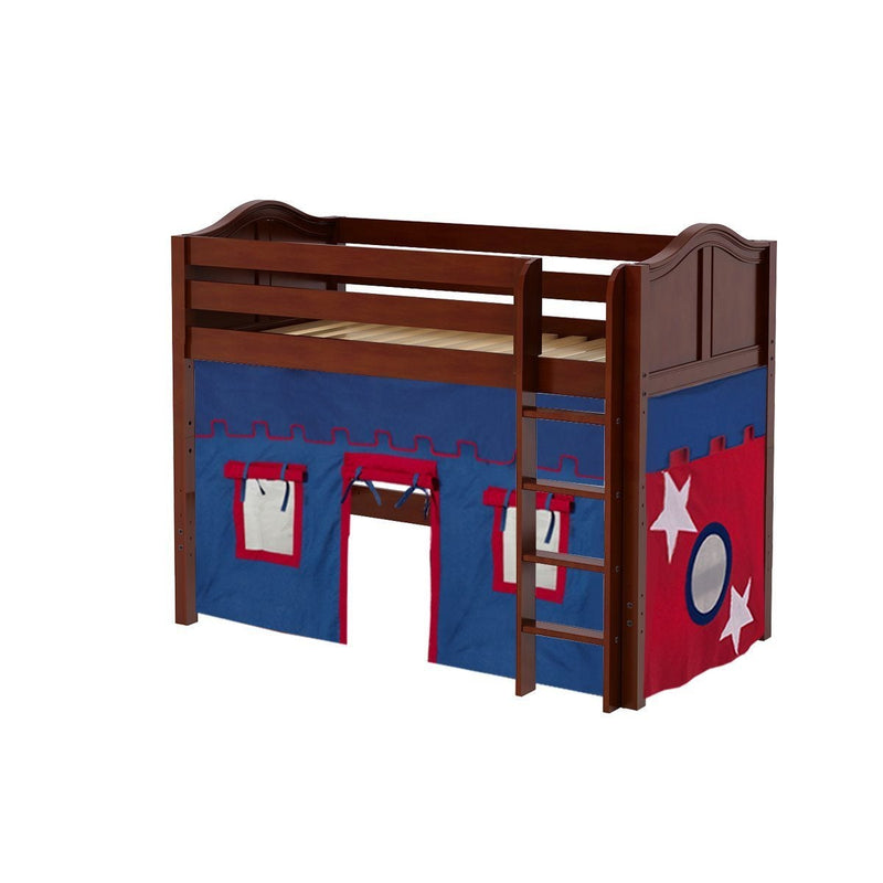 Maxtrix Twin Mid Loft Bed with Straight Ladder + Curtain