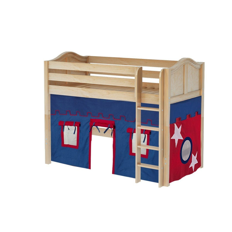 Maxtrix Twin Mid Loft Bed with Straight Ladder + Curtain
