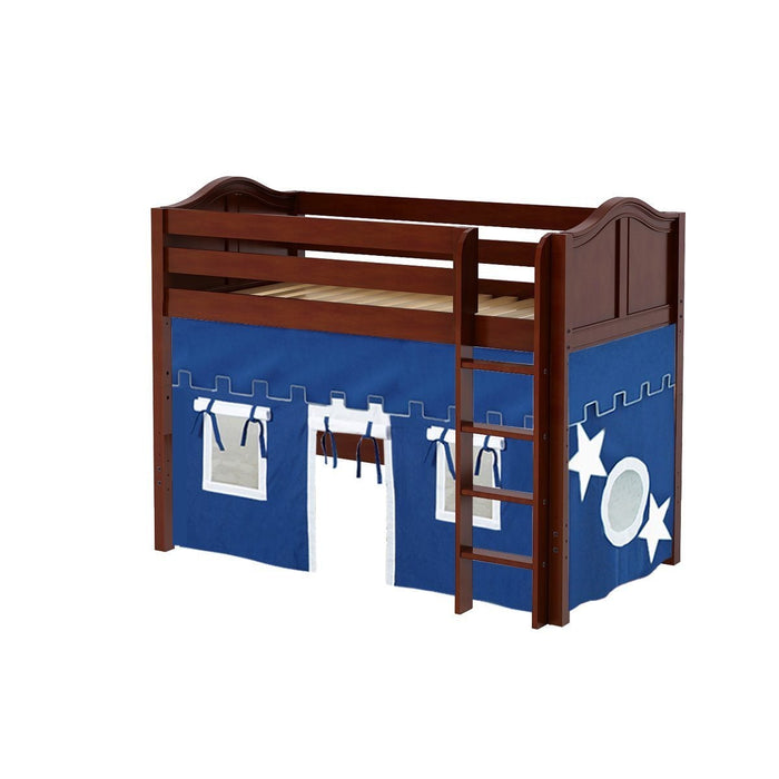 Maxtrix Twin Mid Loft Bed with Straight Ladder + Curtain