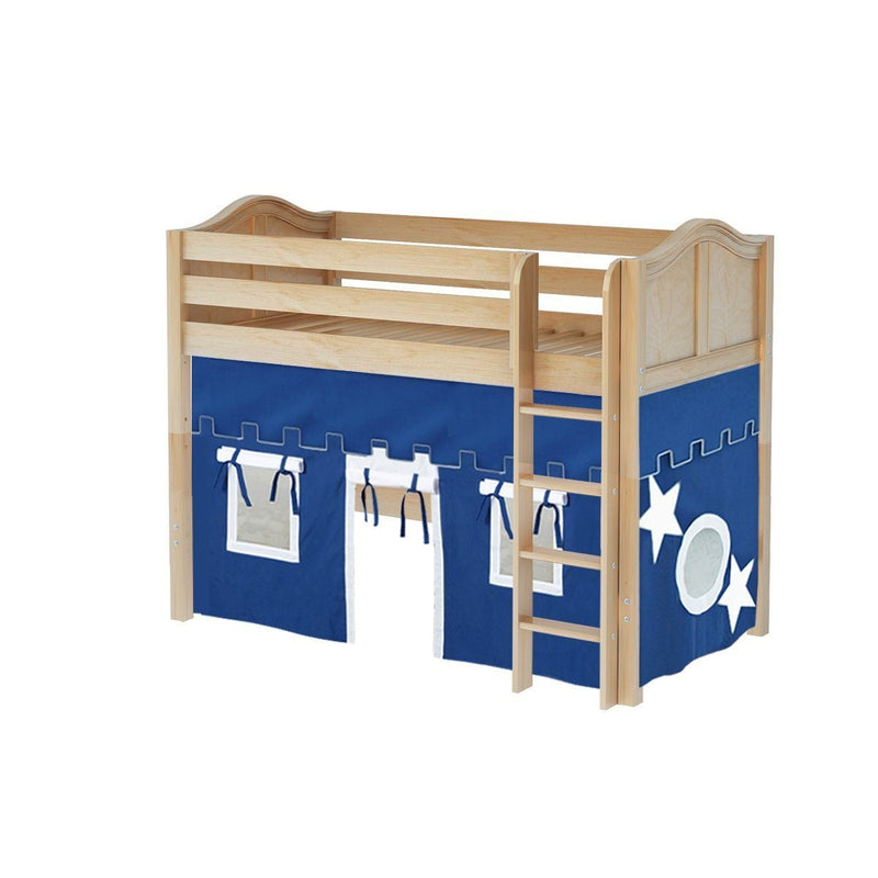 Maxtrix Twin Mid Loft Bed with Straight Ladder + Curtain