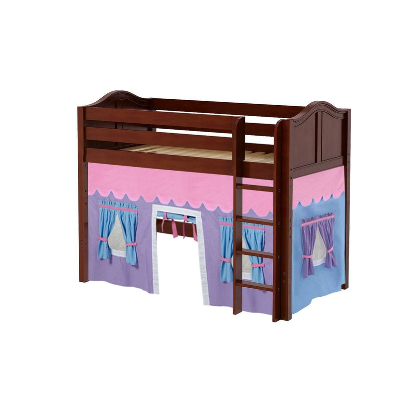 Maxtrix Twin Mid Loft Bed with Straight Ladder + Curtain