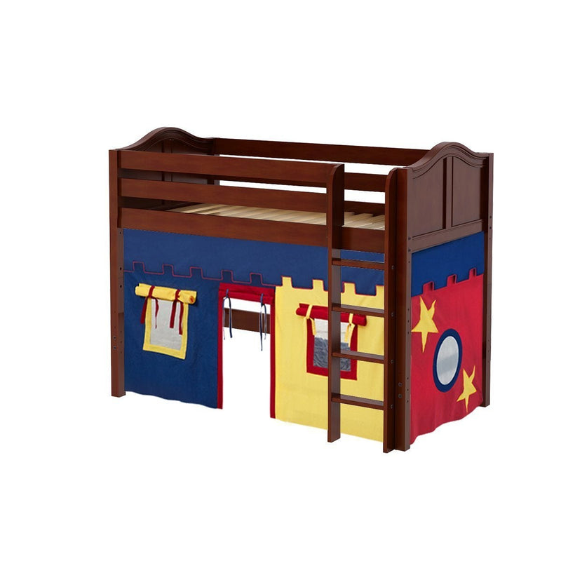 Maxtrix Twin Mid Loft Bed with Straight Ladder + Curtain