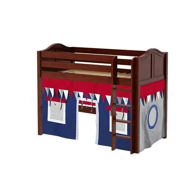 Maxtrix Twin Mid Loft Bed with Straight Ladder + Curtain