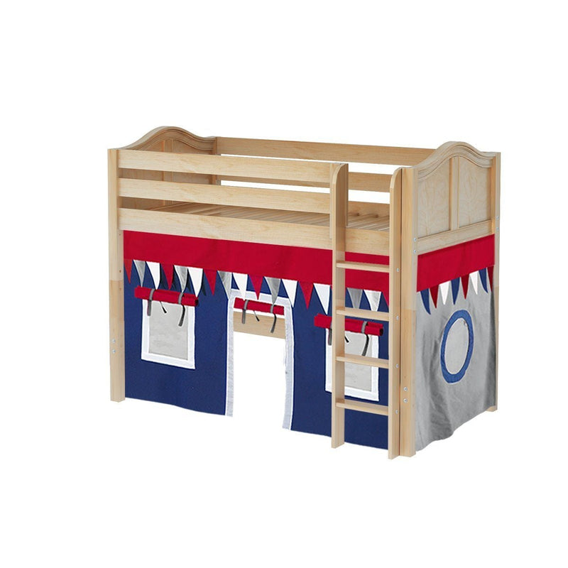 Maxtrix Twin Mid Loft Bed with Straight Ladder + Curtain