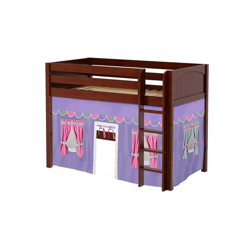 Maxtrix Twin Mid Loft Bed with Straight Ladder + Curtain