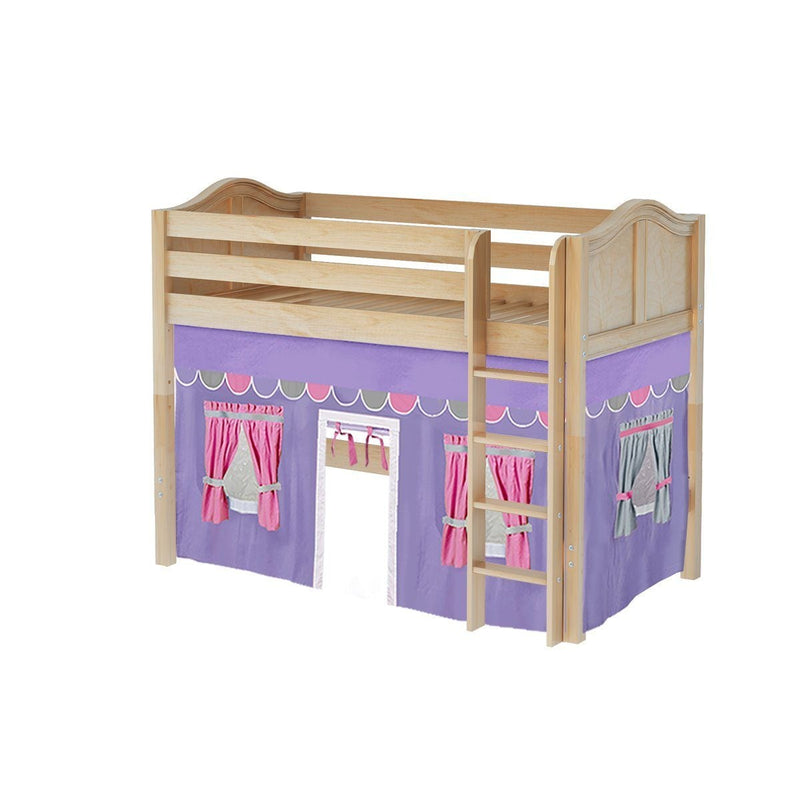Maxtrix Twin Mid Loft Bed with Straight Ladder + Curtain