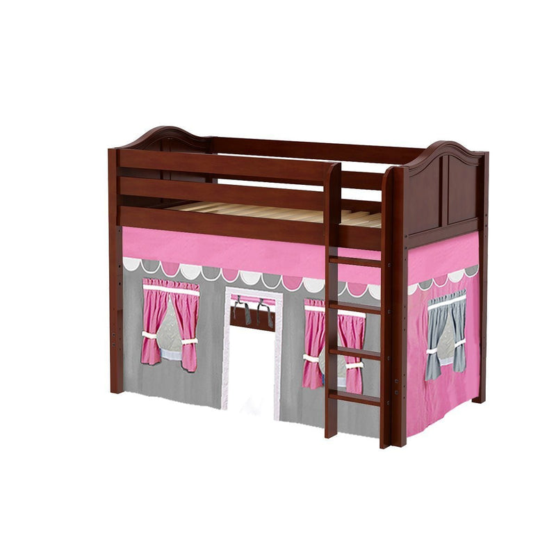 Maxtrix Twin Mid Loft Bed with Straight Ladder + Curtain