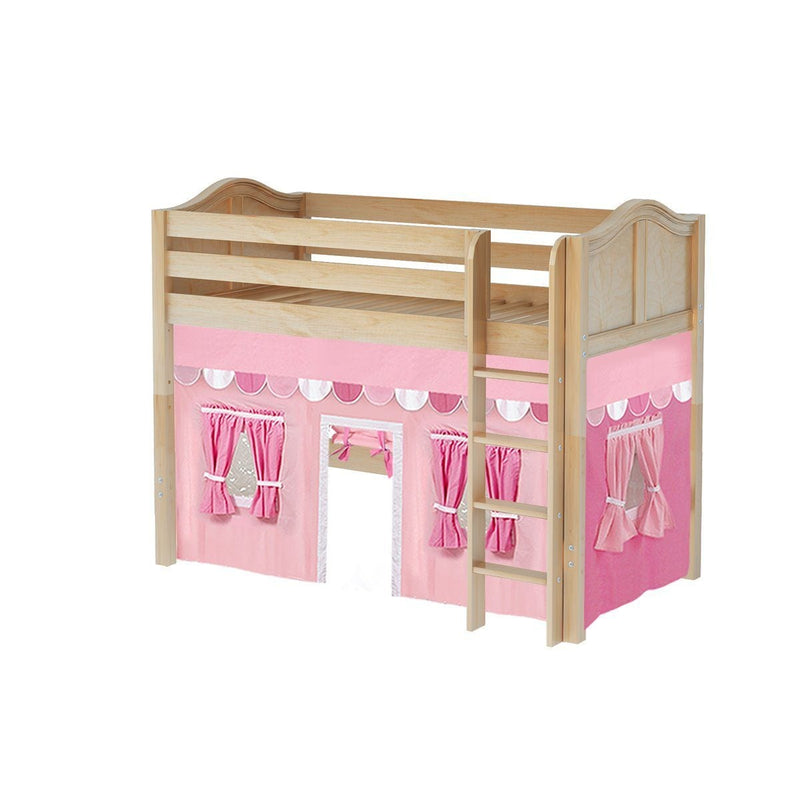 Maxtrix Twin Mid Loft Bed with Straight Ladder + Curtain
