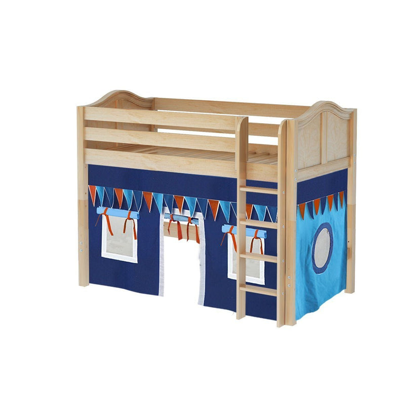 Maxtrix Twin Mid Loft Bed with Straight Ladder + Curtain