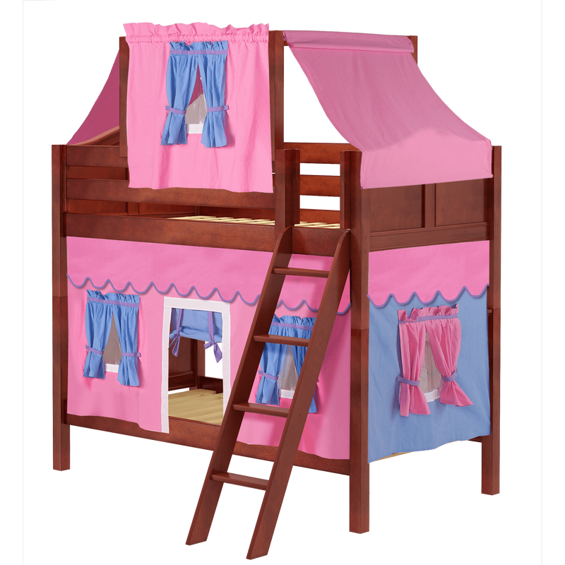 Maxtrix Twin Medium Bunk Bed with Angled Ladder, Top Tent + Curtain