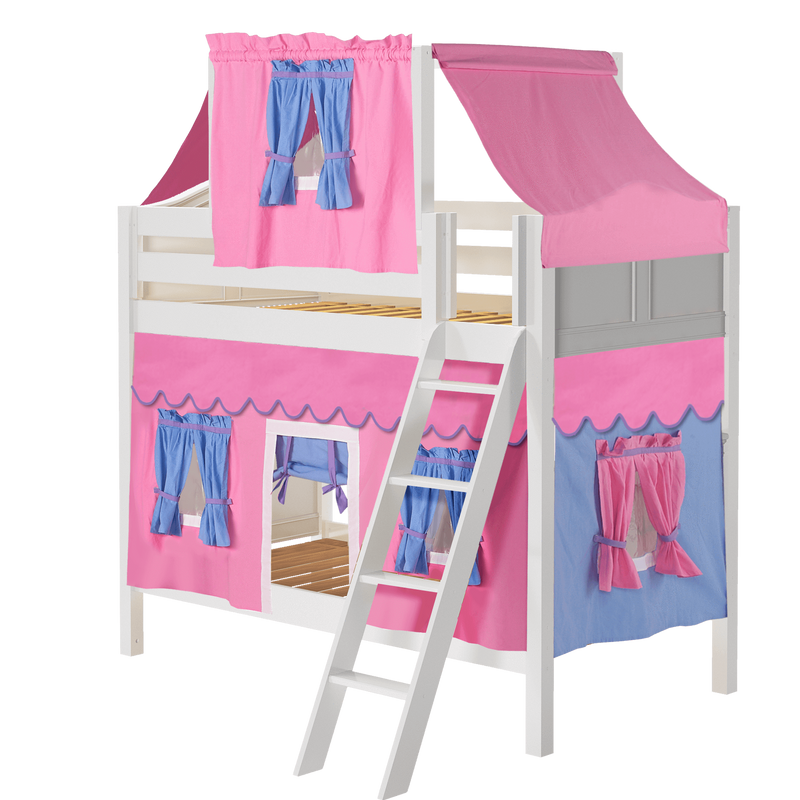 Maxtrix Twin Medium Bunk Bed with Angled Ladder, Top Tent + Curtain