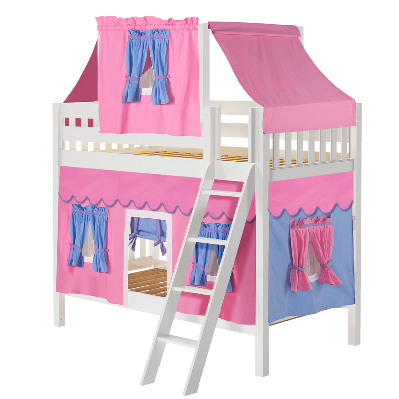 Maxtrix Twin Medium Bunk Bed with Angled Ladder, Top Tent + Curtain