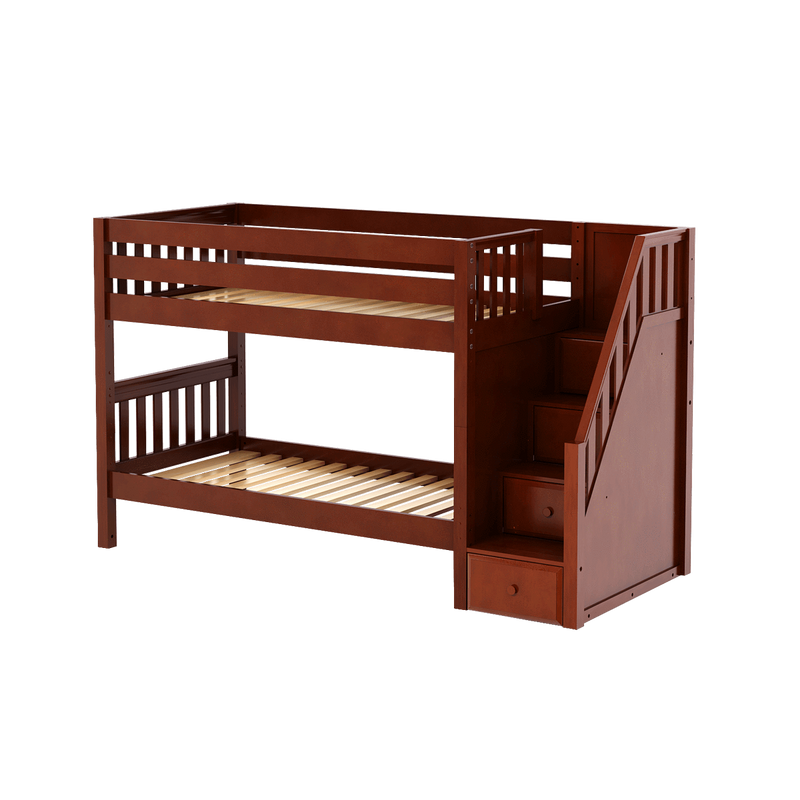 Maxtrix Twin Low Bunk Bed with Stairs