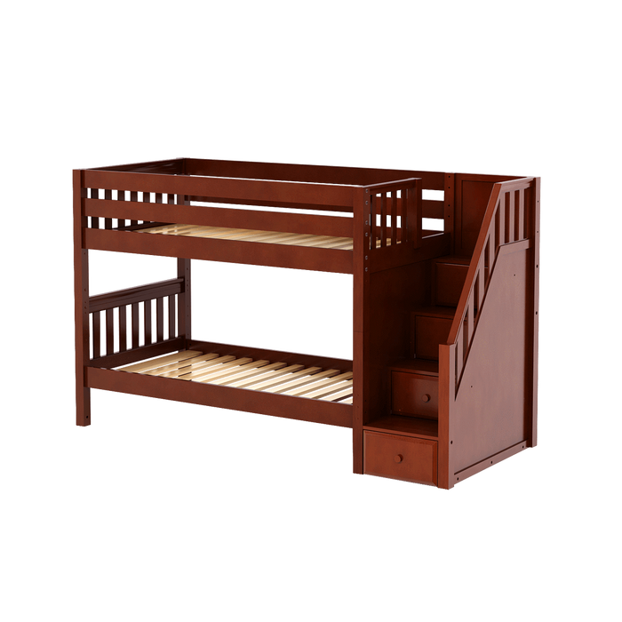 Maxtrix Twin Low Bunk Bed with Stairs