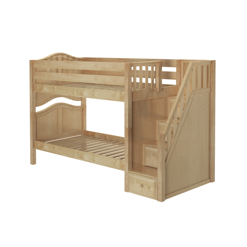 Maxtrix Twin Low Bunk Bed with Stairs