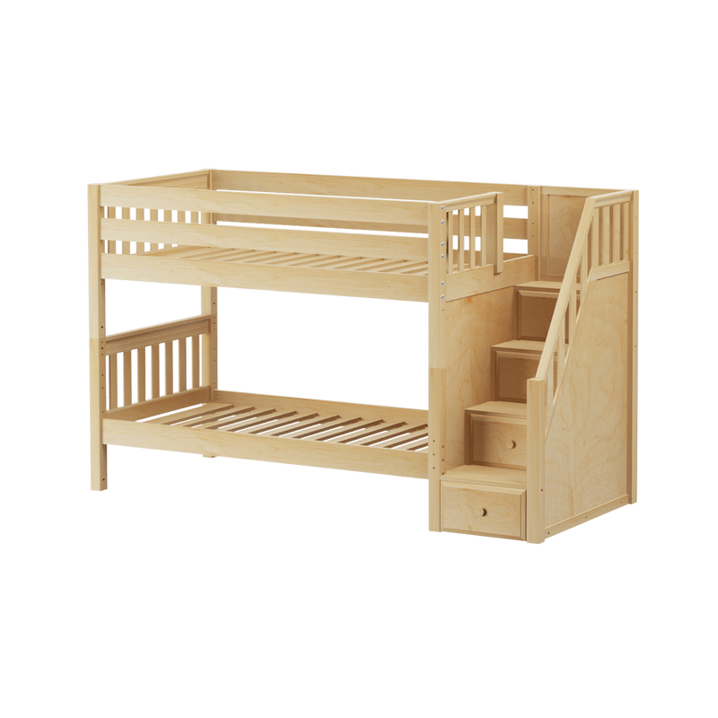 Maxtrix Twin Low Bunk Bed with Stairs