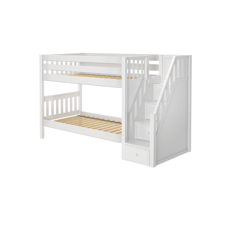 Maxtrix Twin Low Bunk Bed with Stairs