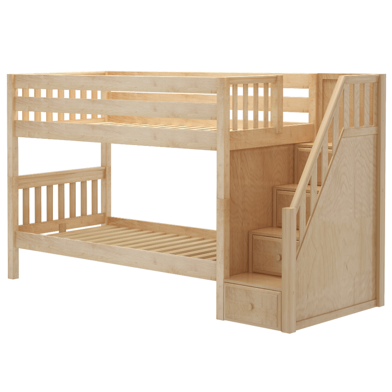 Maxtrix Twin XL Low Bunk Bed with Stairs