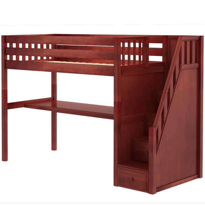 Maxtrix Twin XL High Loft Bed with Stairs + Desk