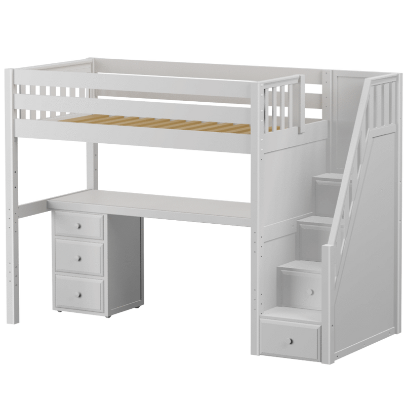 Maxtrix Twin XL High Loft Bed with Stairs + Desk