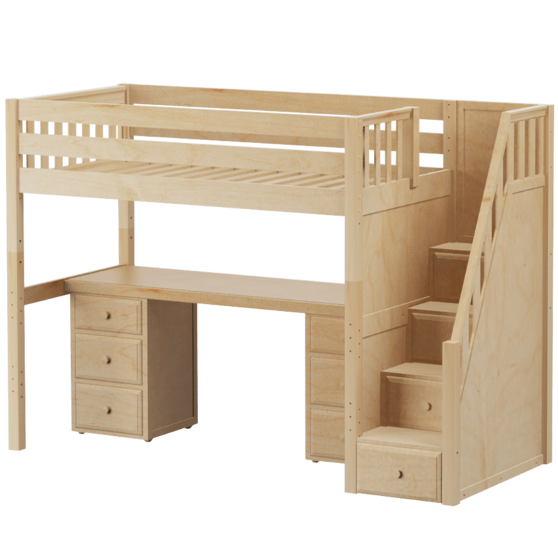 Maxtrix Twin XL High Loft Bed with Stairs + Desk