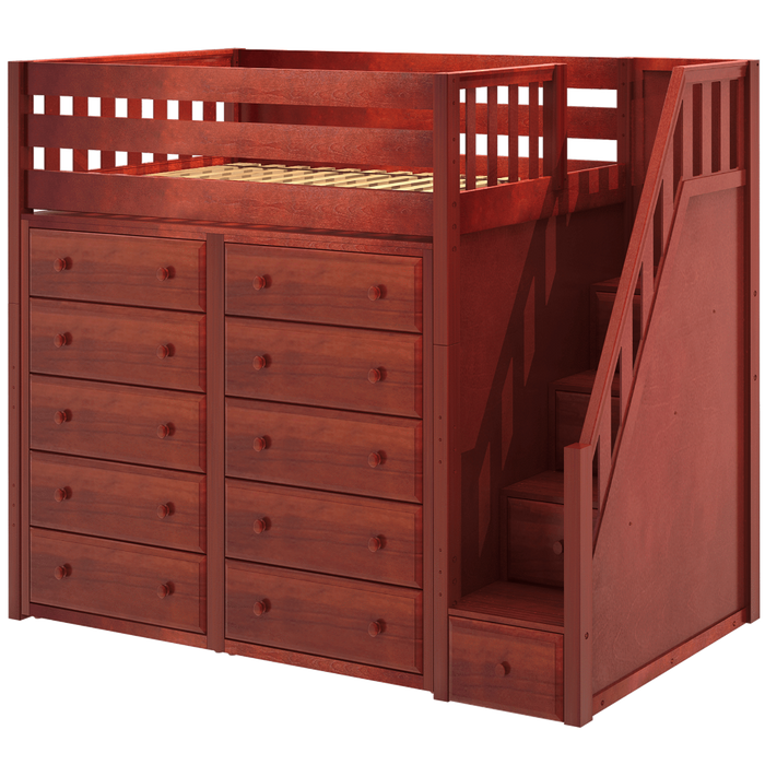 Maxtrix Twin High Loft Bed with Stairs + Storage