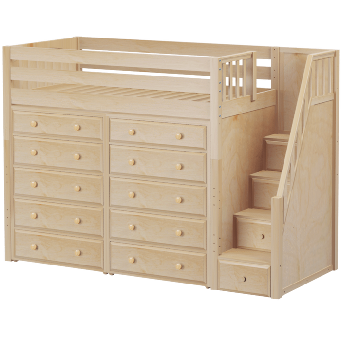Maxtrix Twin High Loft Bed with Stairs + Storage