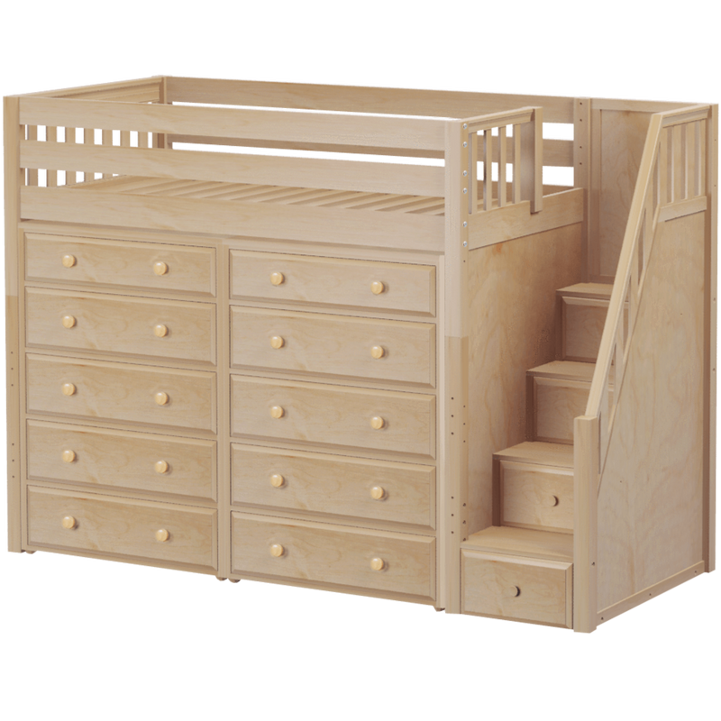 Maxtrix Twin High Loft Bed with Stairs + Storage