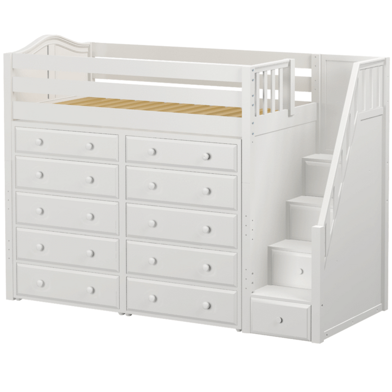 Maxtrix Twin High Loft Bed with Stairs + Storage