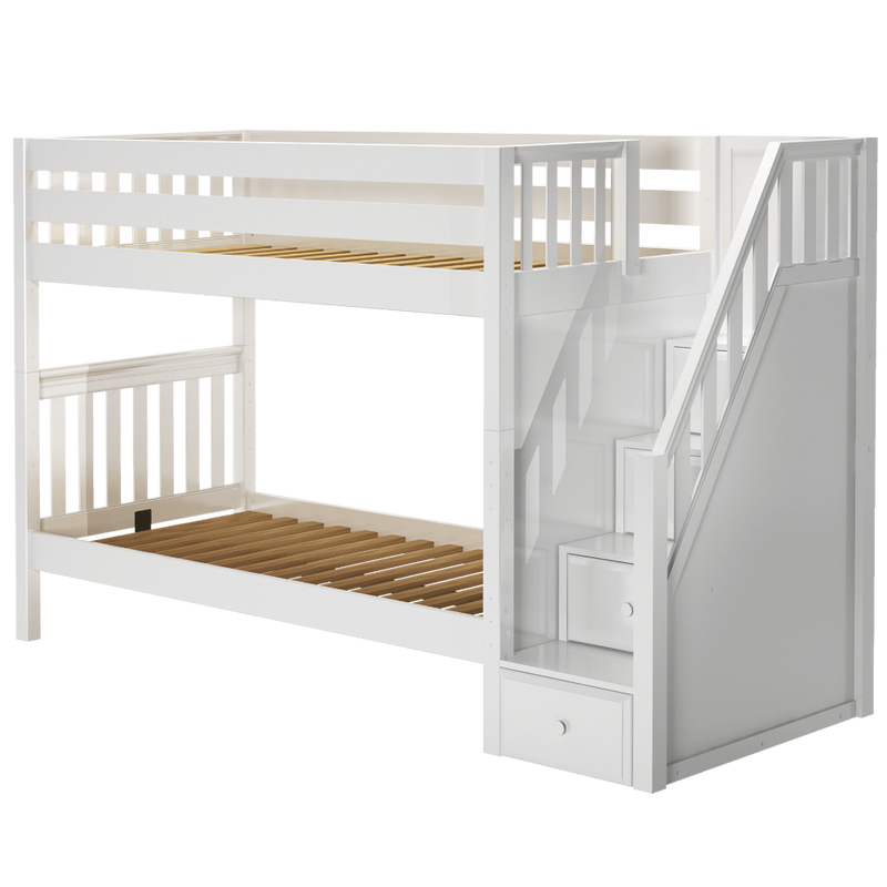Maxtrix Twin XL Medium Bunk Bed with Stairs