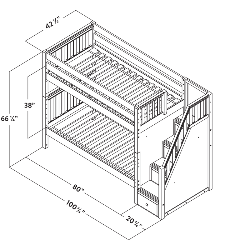 Maxtrix Twin Medium Bunk Bed with Stairs