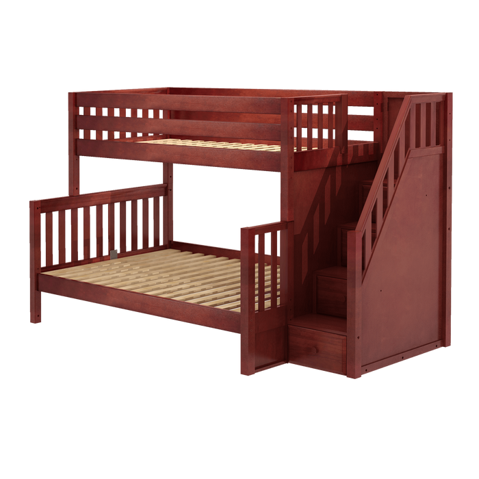 Maxtrix Medium Twin over Full Bunk Bed with Stairs