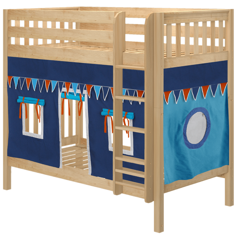 Maxtrix Twin High Bunk Bed with Straight Ladder + Curtain